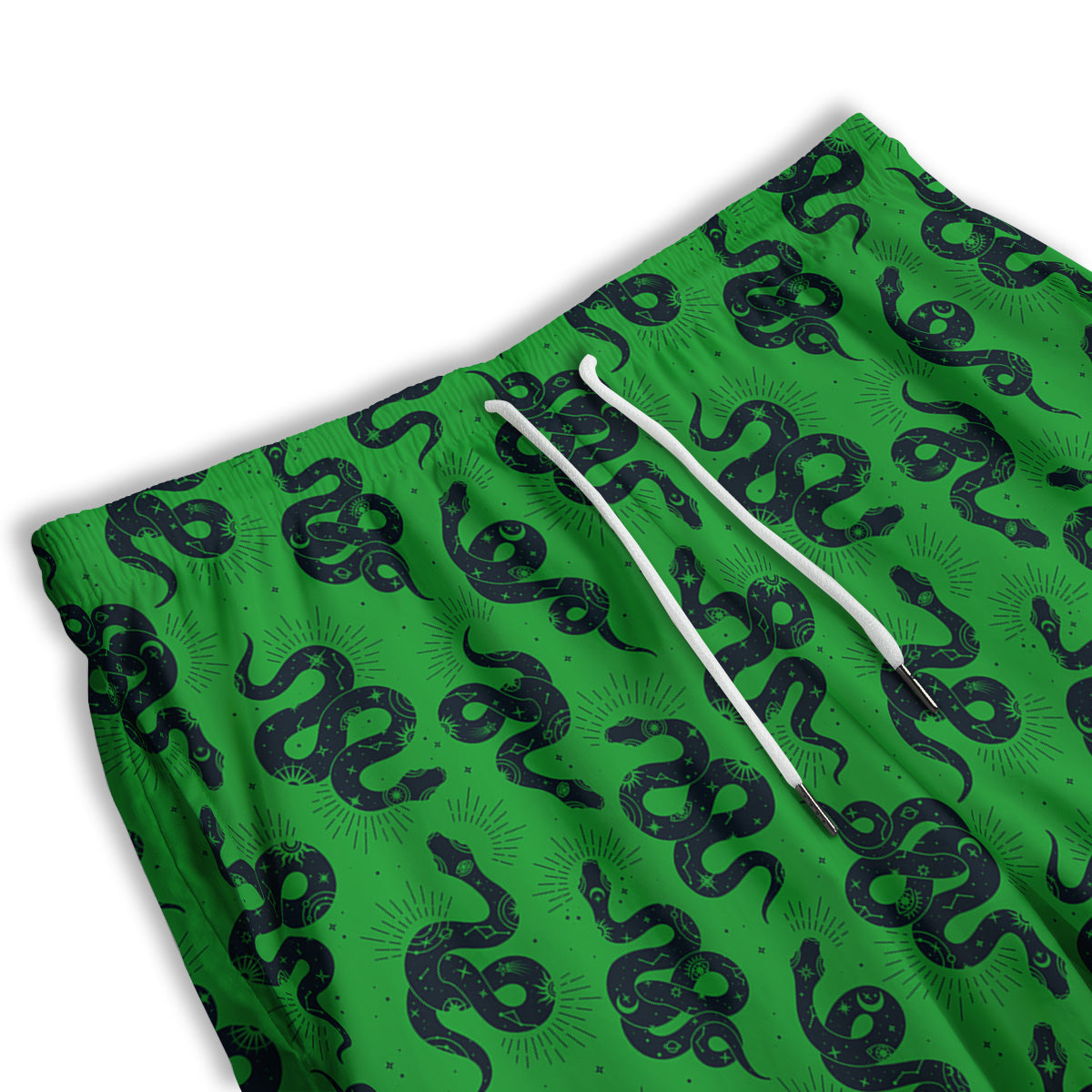 Green Snake Magic Eye Print Pattern Men's Athletic Shorts