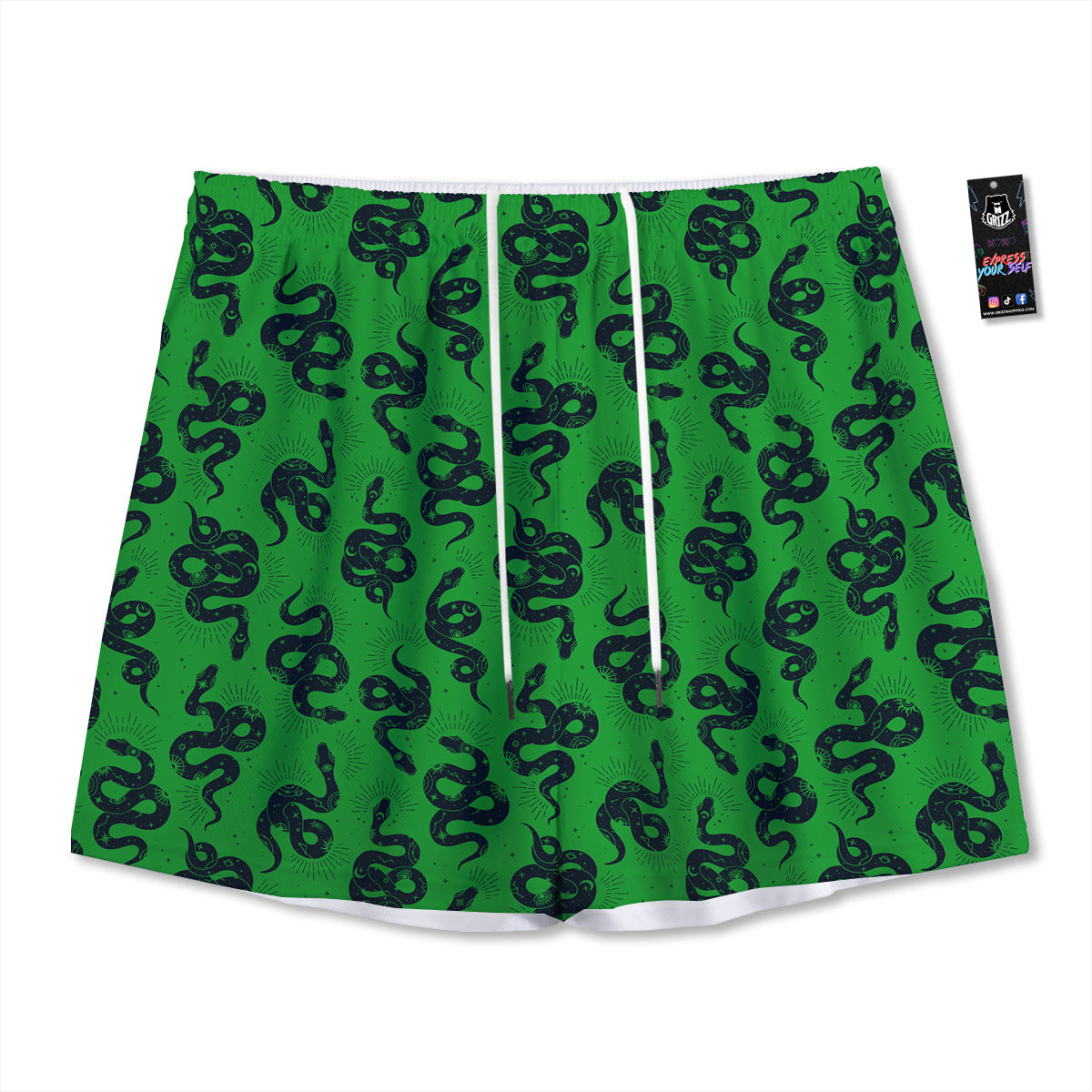Lights Disco Yellow Print Pattern Mesh Shorts
