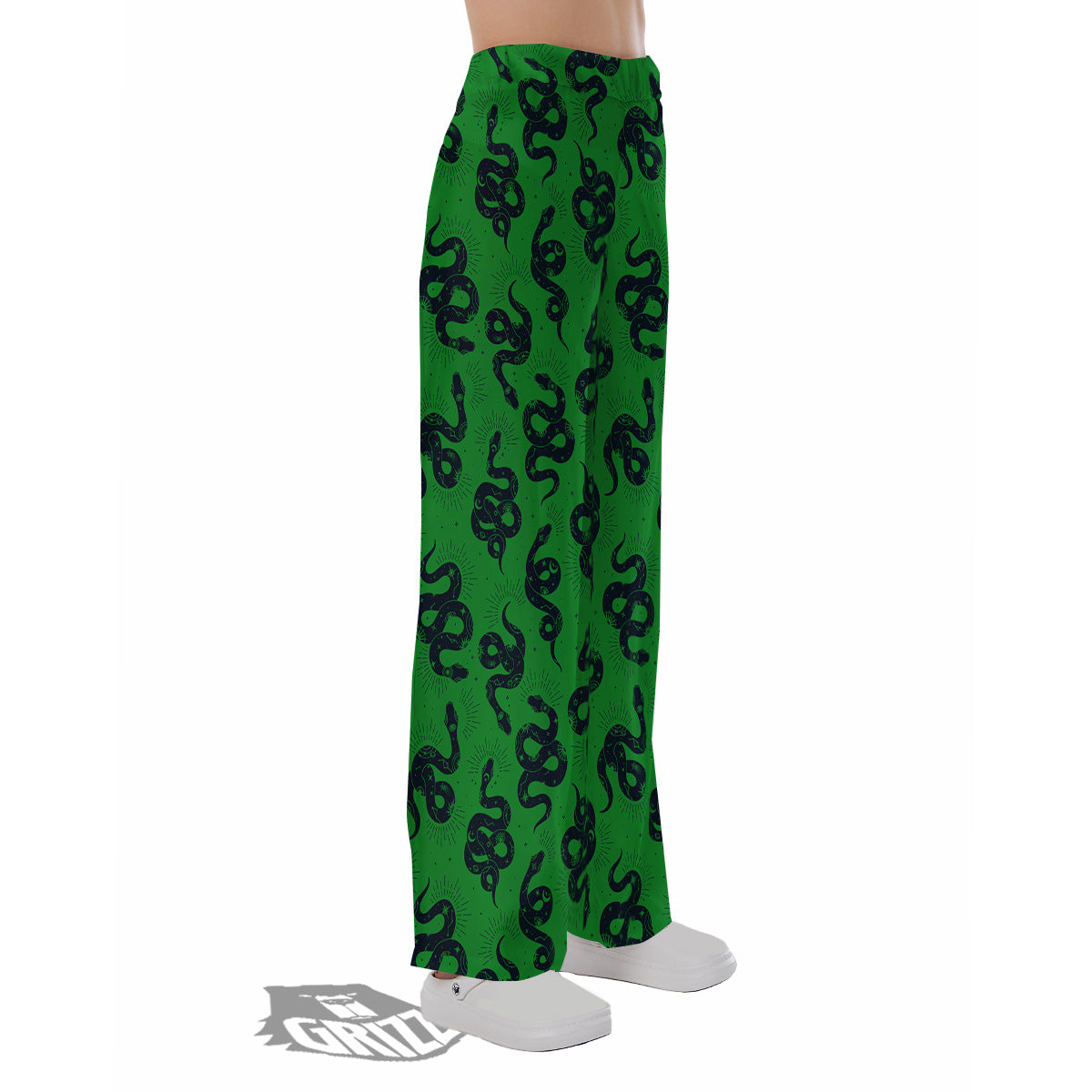 Green Snake Magic Eye Print Pattern Pajama Pants-grizzshop