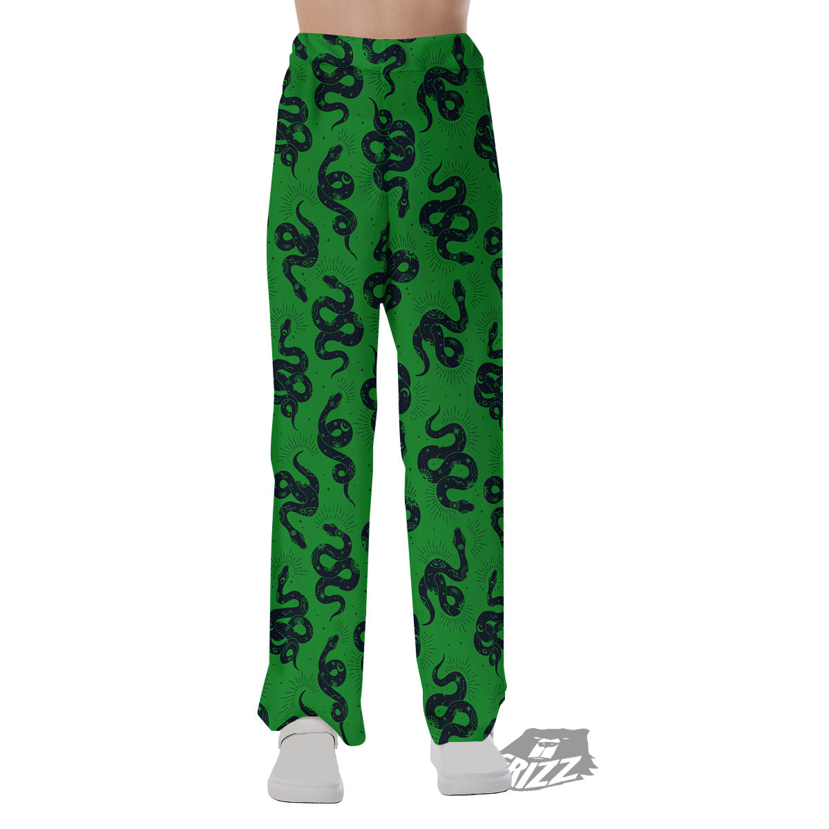 Green Snake Magic Eye Print Pattern Pajama Pants-grizzshop