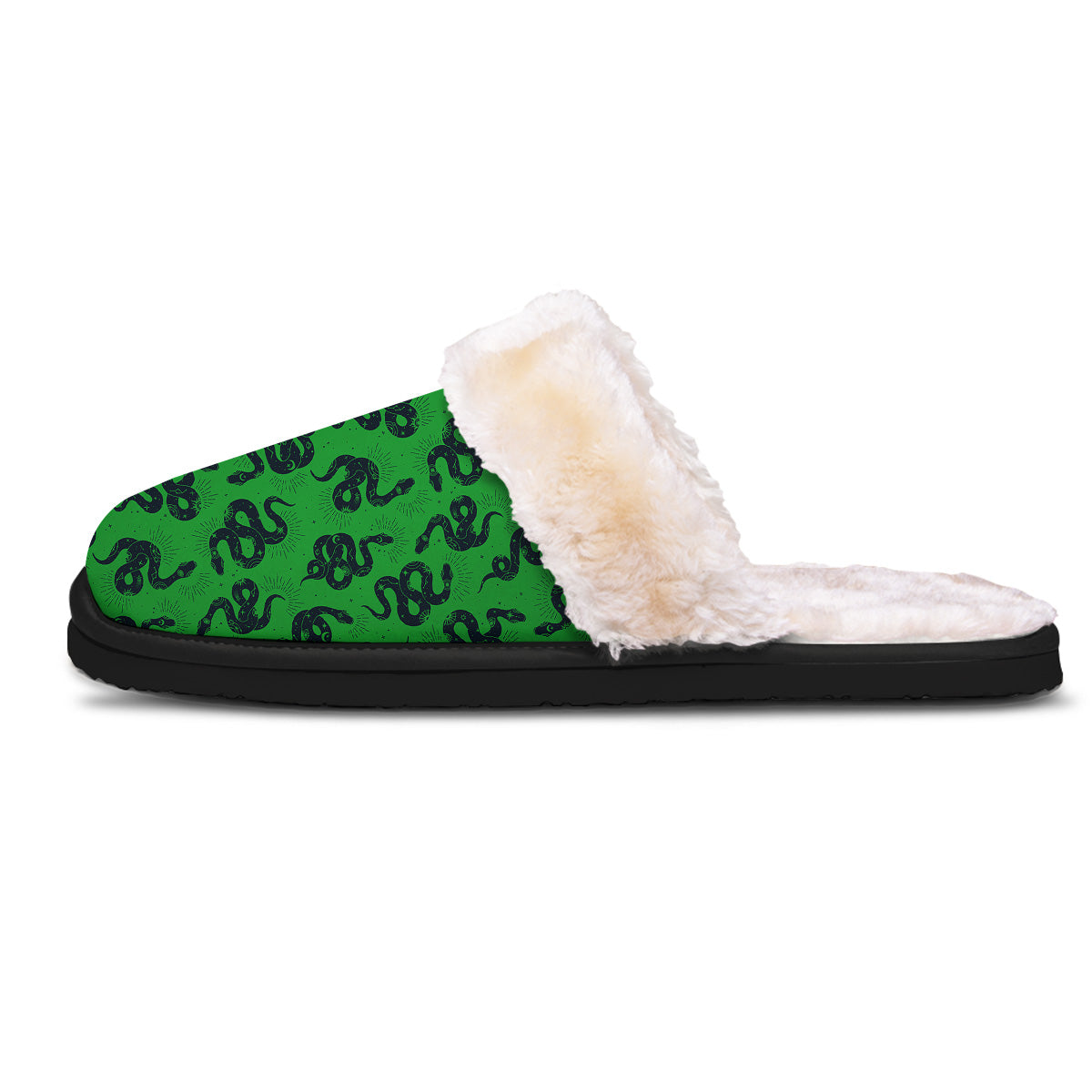 Green Snake Magic Eye Print Pattern Slippers-grizzshop
