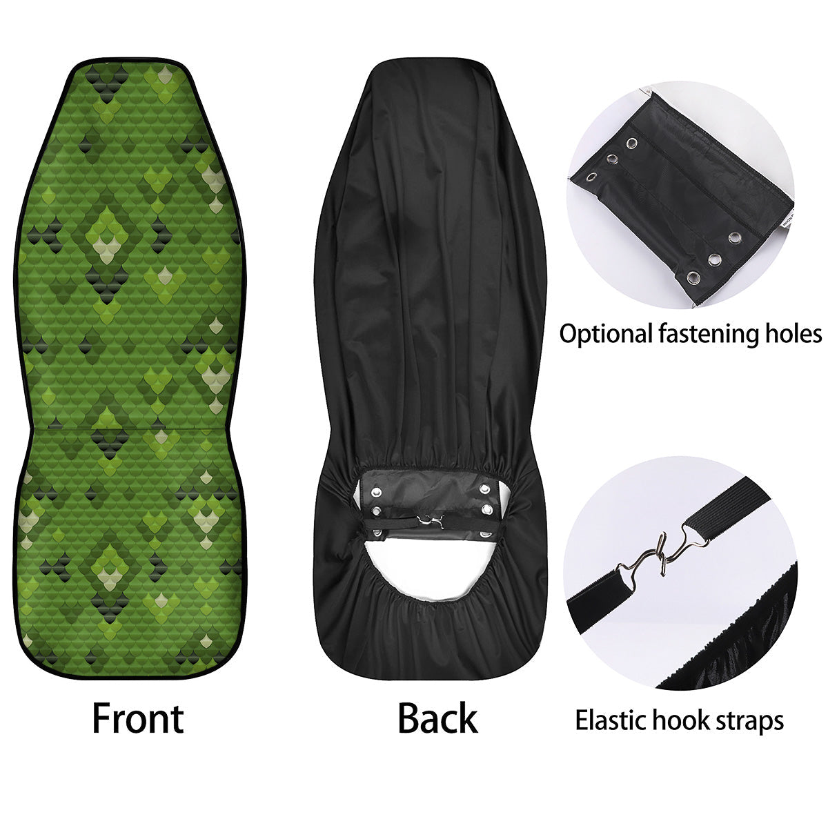 Green Snake Skin Cartoon Print Pattern Car Seat Covers-grizzshop