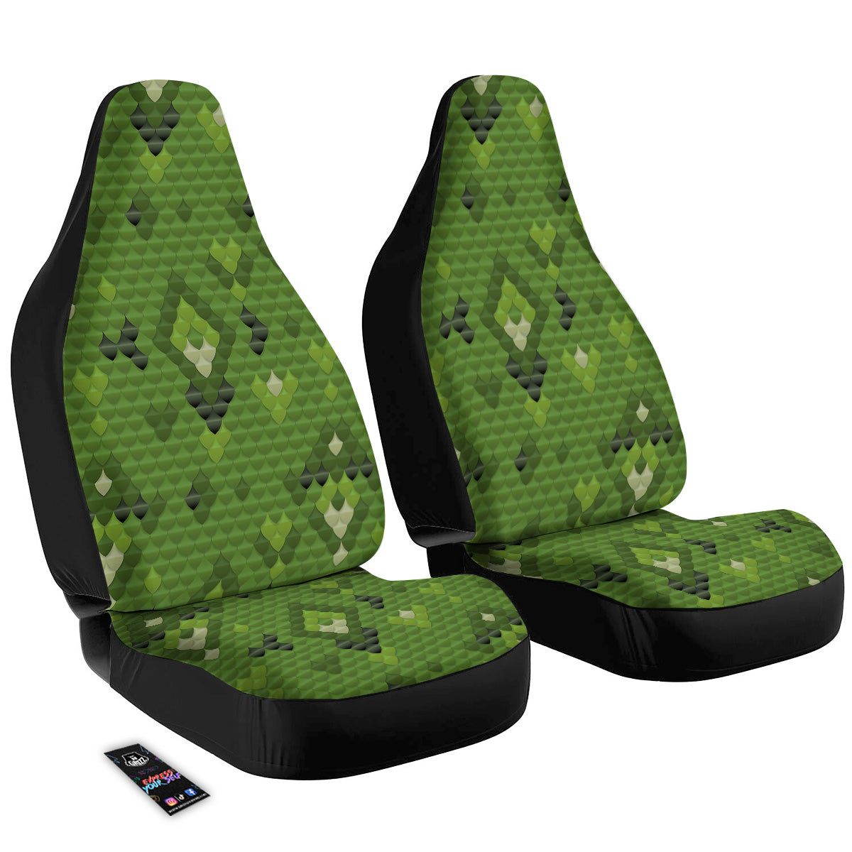 Green Snake Skin Cartoon Print Pattern Car Seat Covers-grizzshop