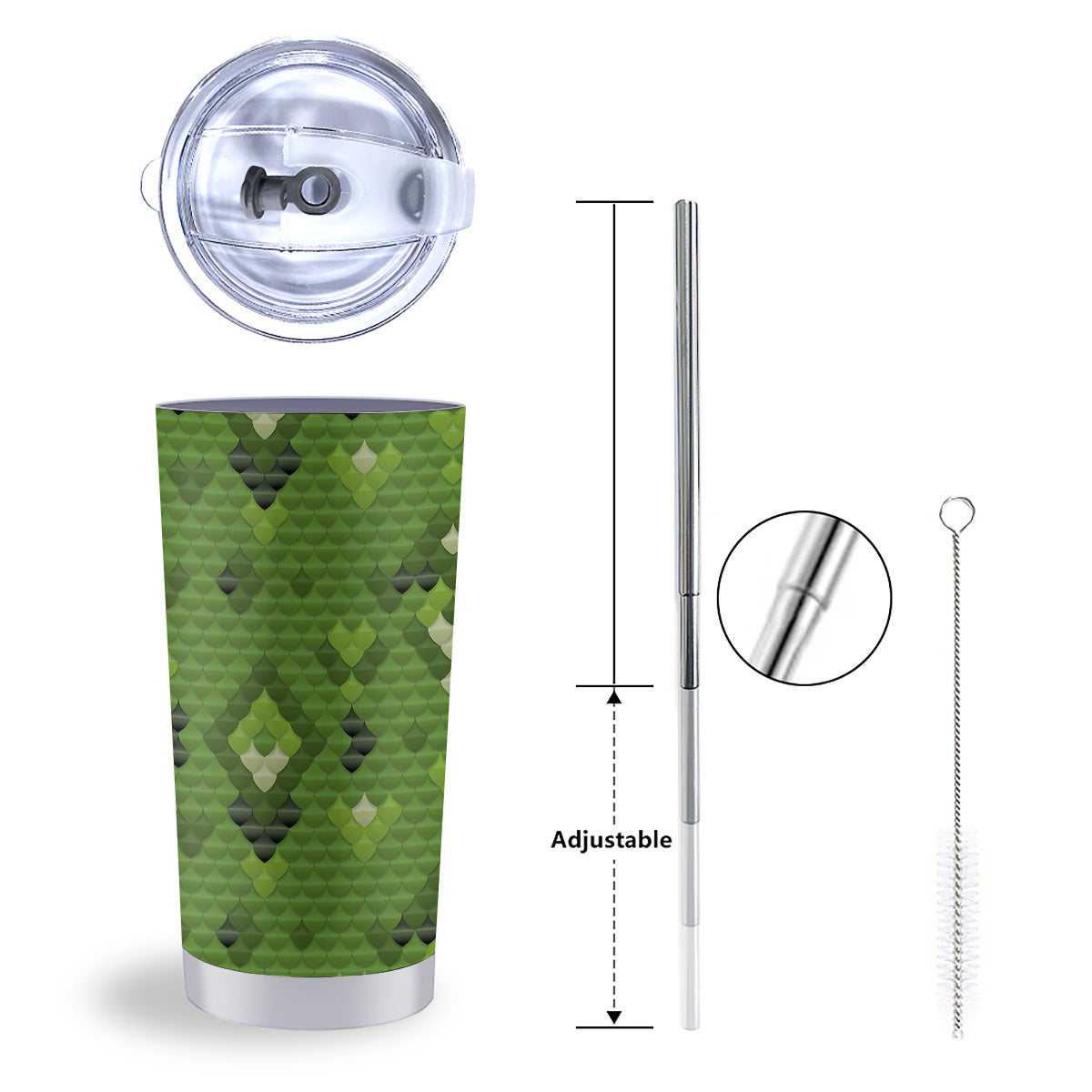 Green Snake Skin Cartoon Print Pattern Tumbler-grizzshop