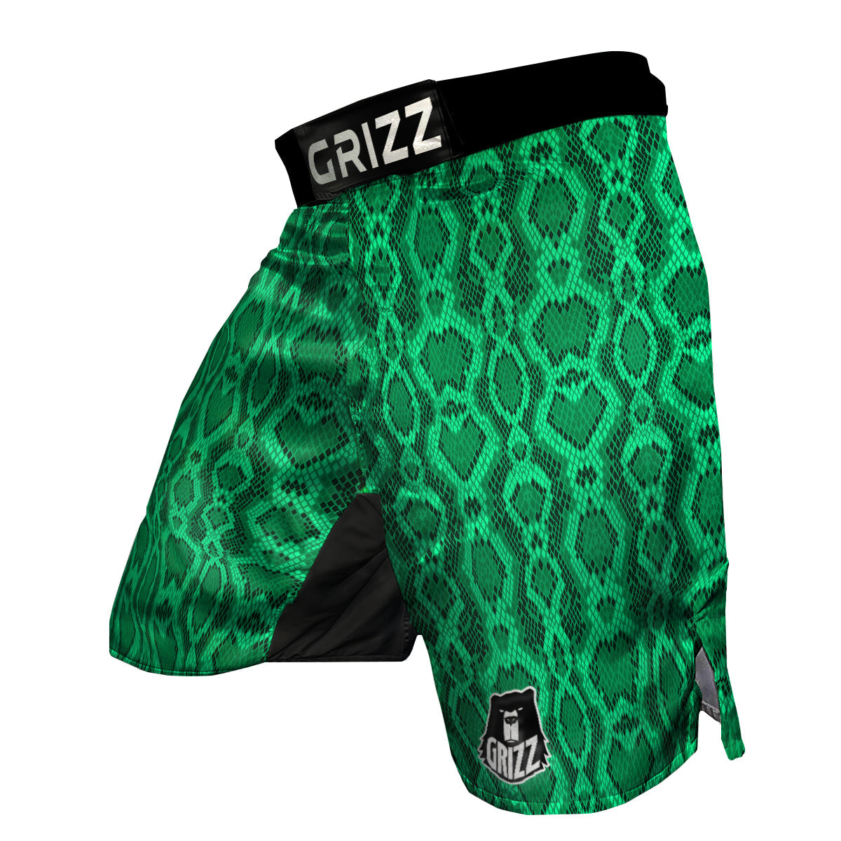 Green Snakeskin Python Skin Pattern Print MMA Shorts-grizzshop
