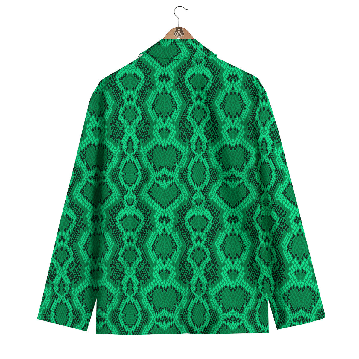 Green Snakeskin Python Skin Pattern Print Men's Blazer-grizzshop