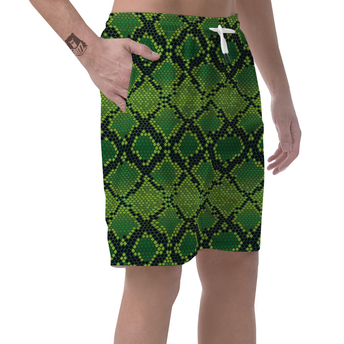 Green Snakeskin print Men's Shorts-grizzshop