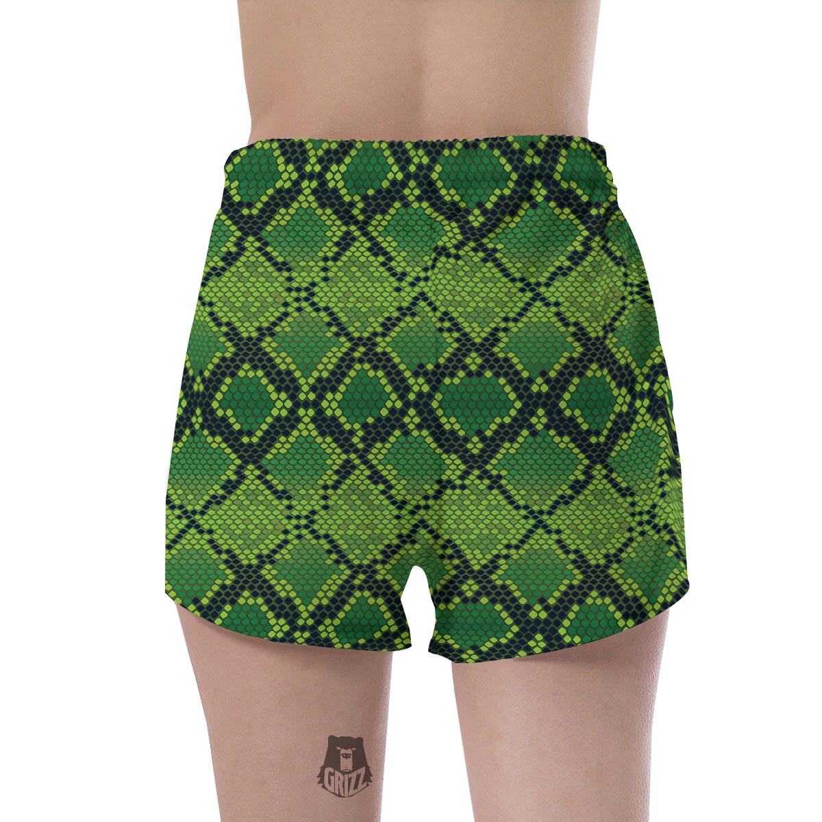 Green Snakeskin print Women's Shorts-grizzshop