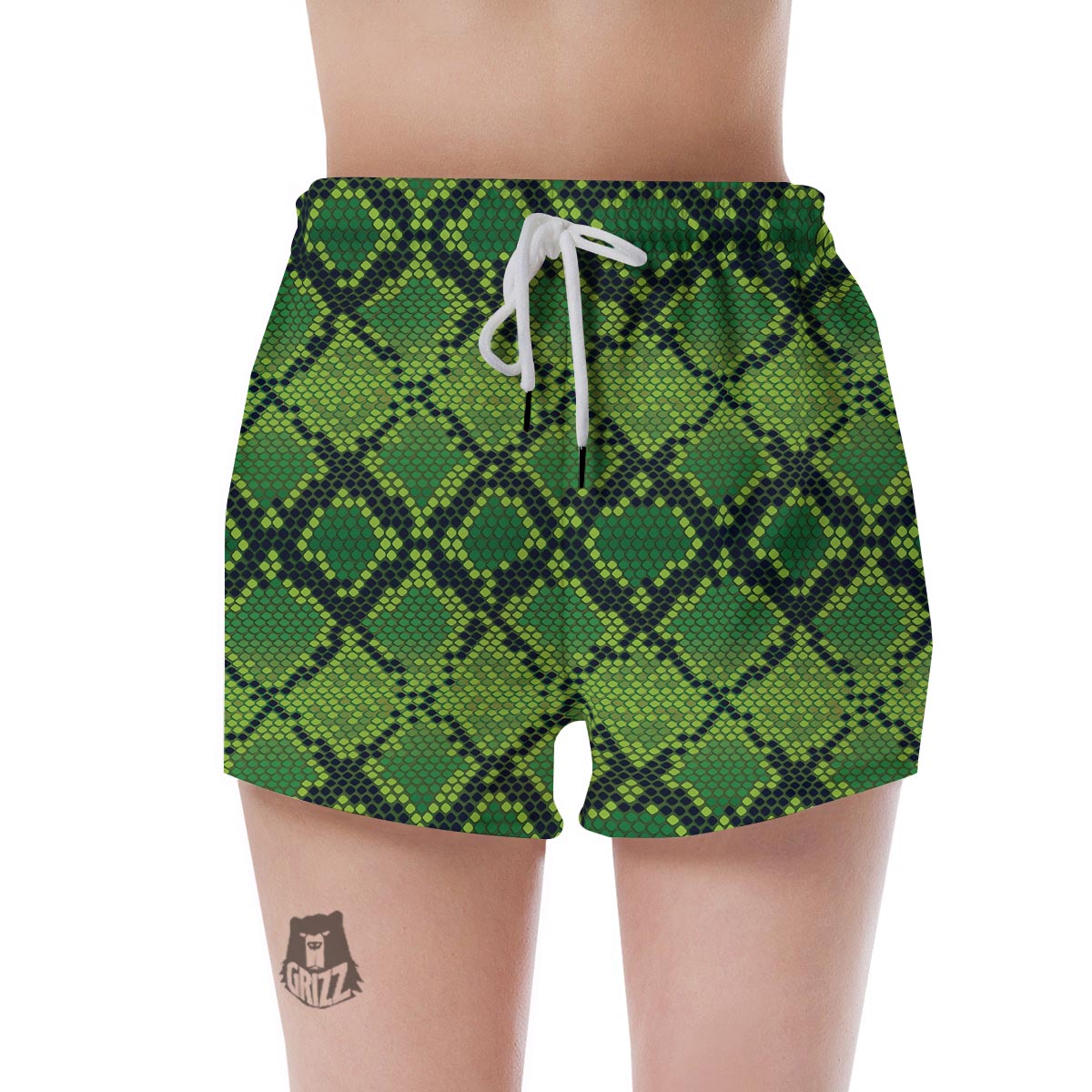 Green Snakeskin print Women's Shorts-grizzshop