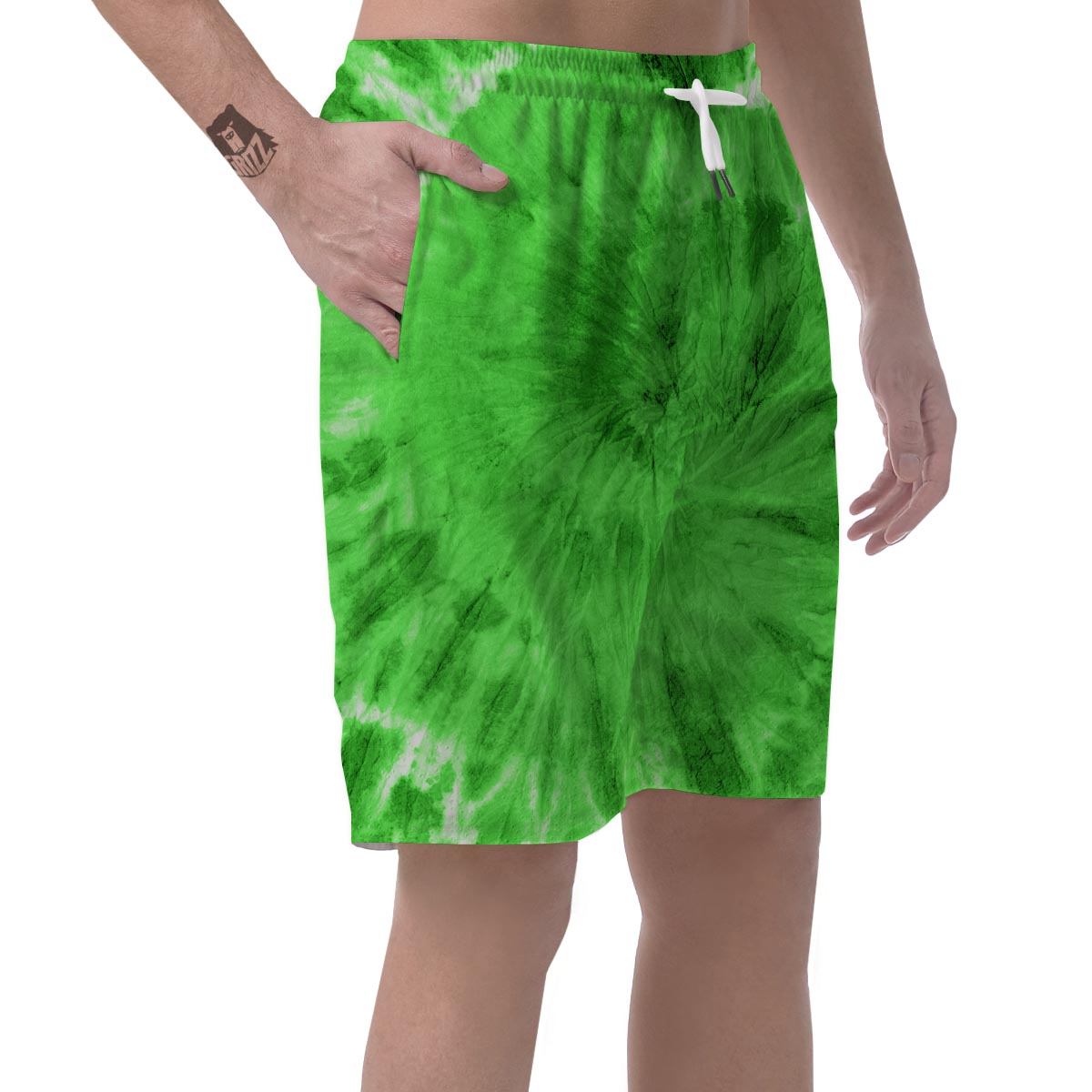 Green Tie Dye Men's Shorts-grizzshop