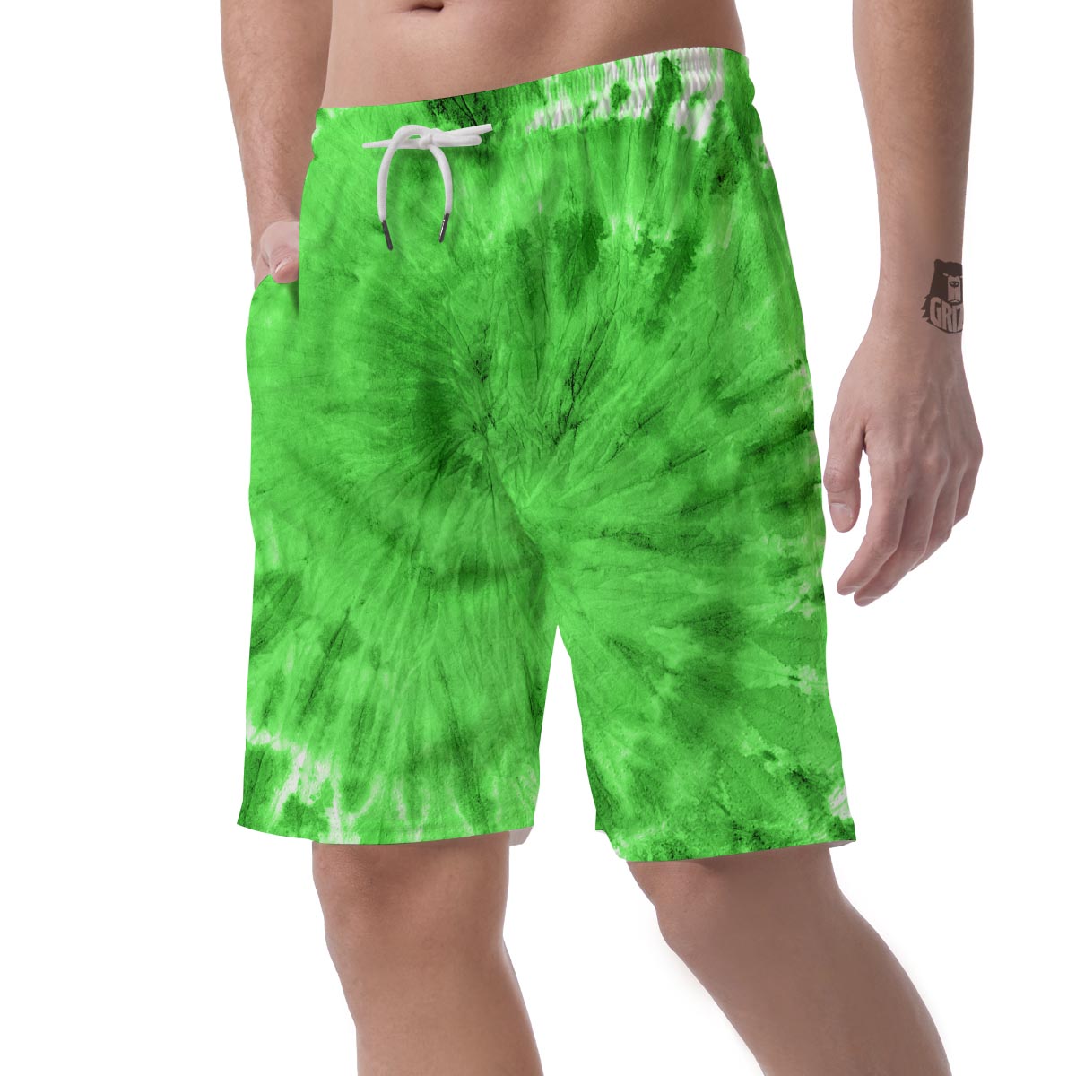 Green Tie Dye Men's Shorts-grizzshop