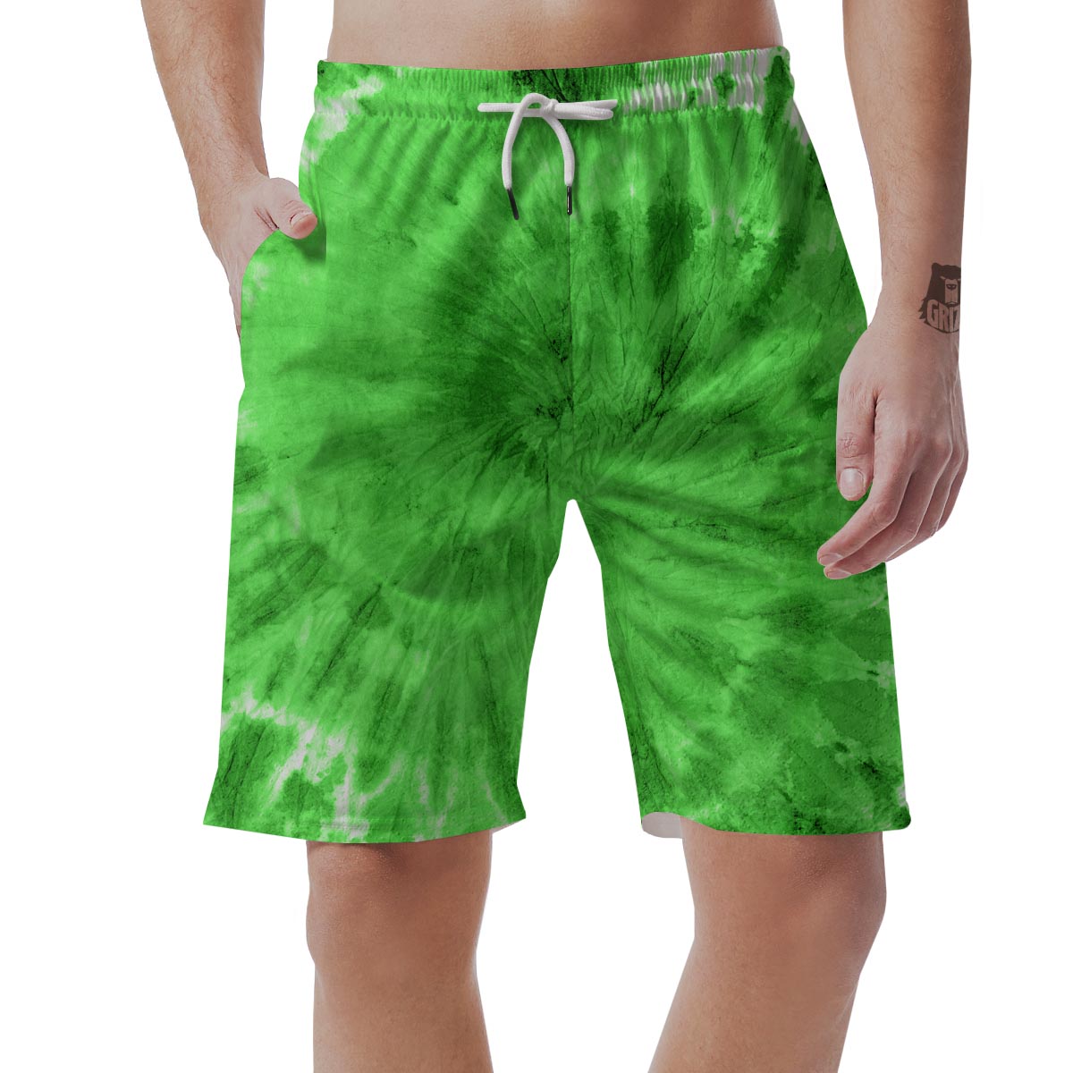 Green Tie Dye Men's Shorts-grizzshop