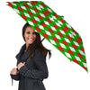 Green White And Red Argyle Print Pattern Umbrella-grizzshop