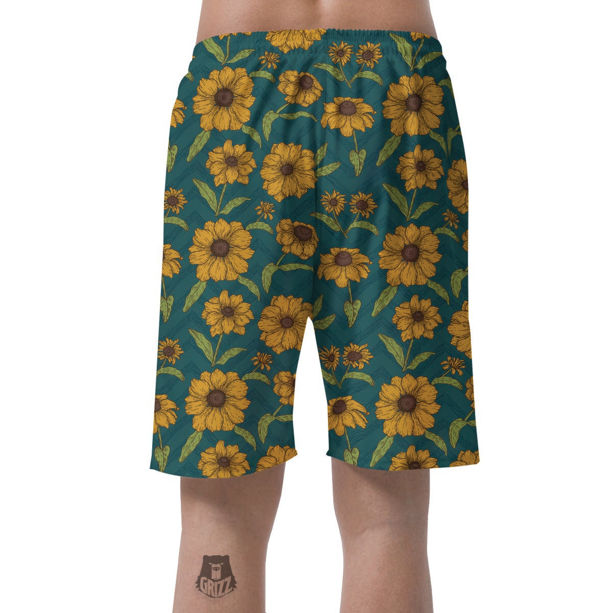 Green Zigzag Sunflower Men's Shorts-grizzshop