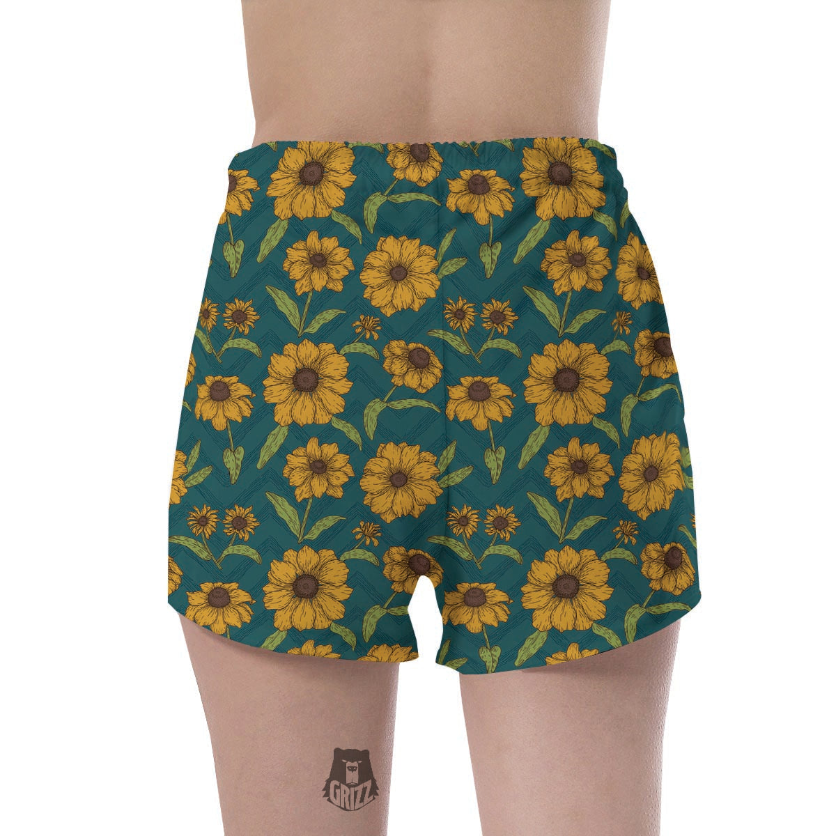 Green Zigzag Sunflower Women's Shorts-grizzshop