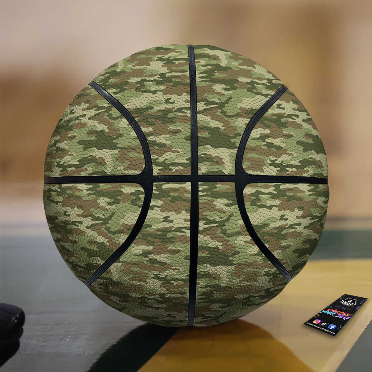 Green Camouflage Brown Print Basketball