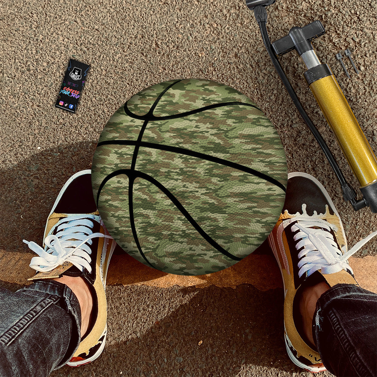 Green Camouflage Brown Print Basketball