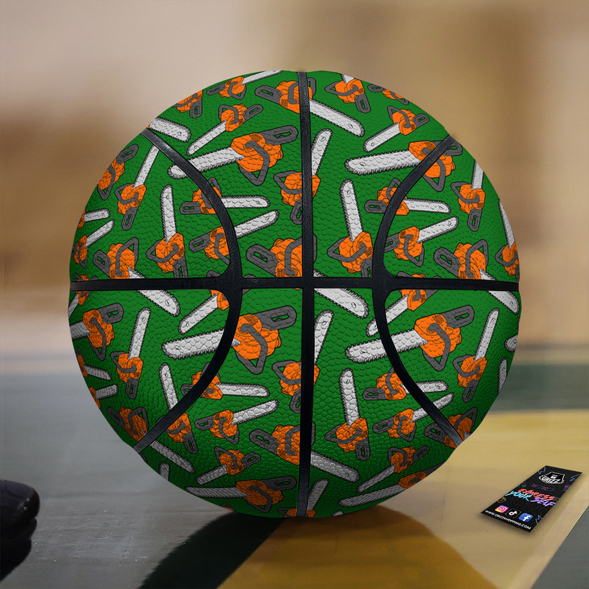 Green Chainsaw Print Pattern Basketball