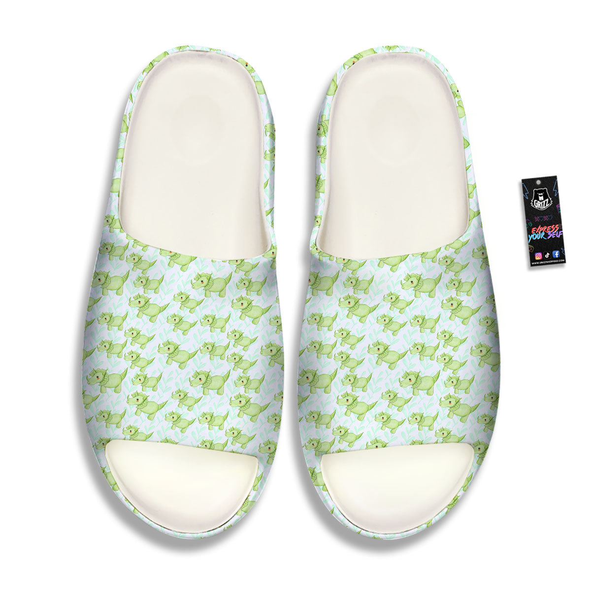 Green Dinosaur Little Print Pattern Sandals-grizzshop