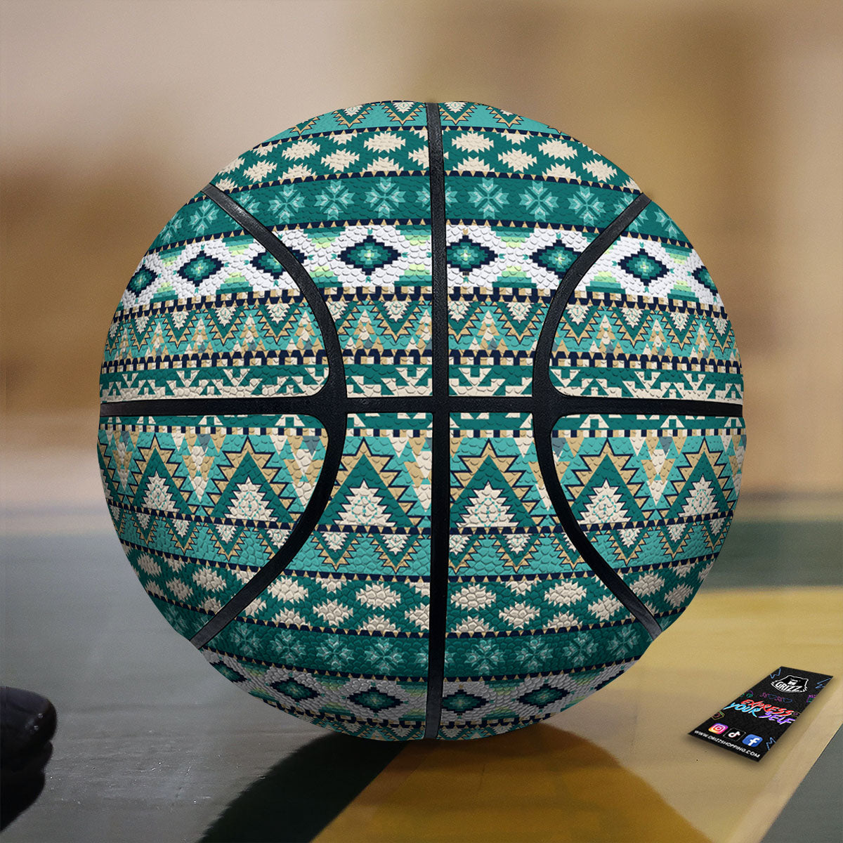 Green Indian Tribal Native Print Pattern Basketball
