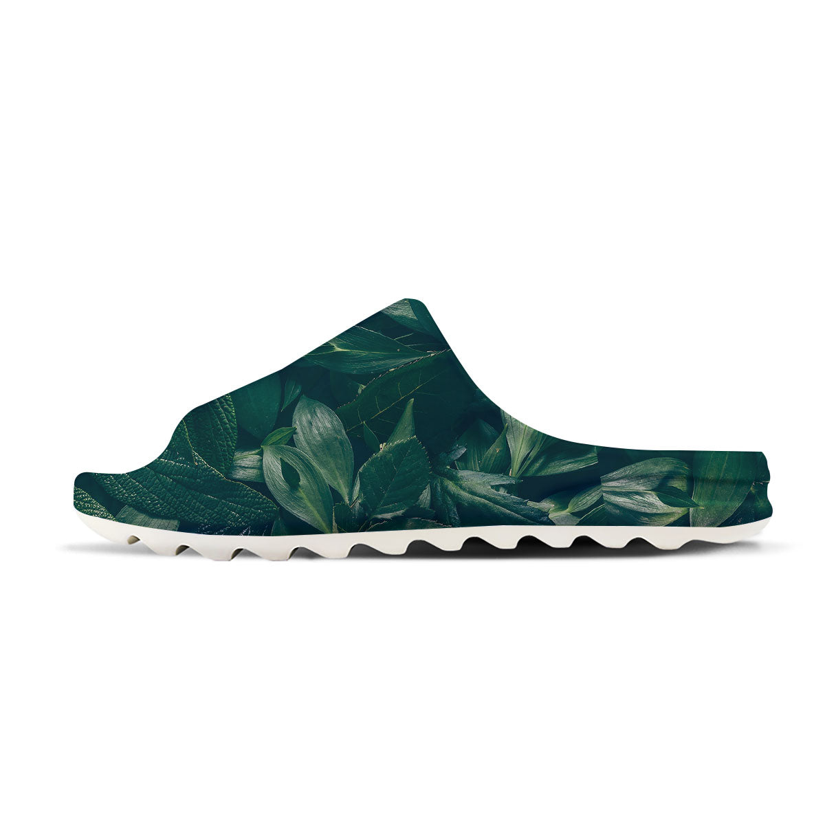 Green Natural Leaf Print Sandals-grizzshop