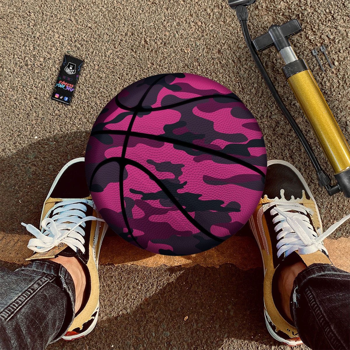 Gingham Yellow And White Print Pattern Basketball