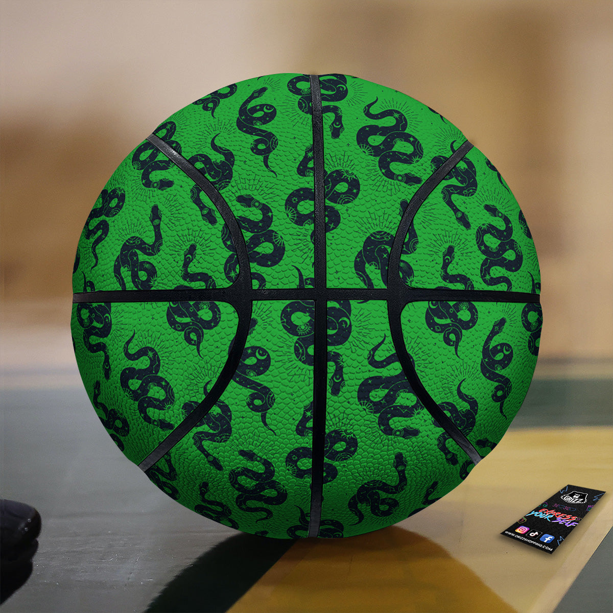 Green Snake Magic Eye Print Pattern Basketball
