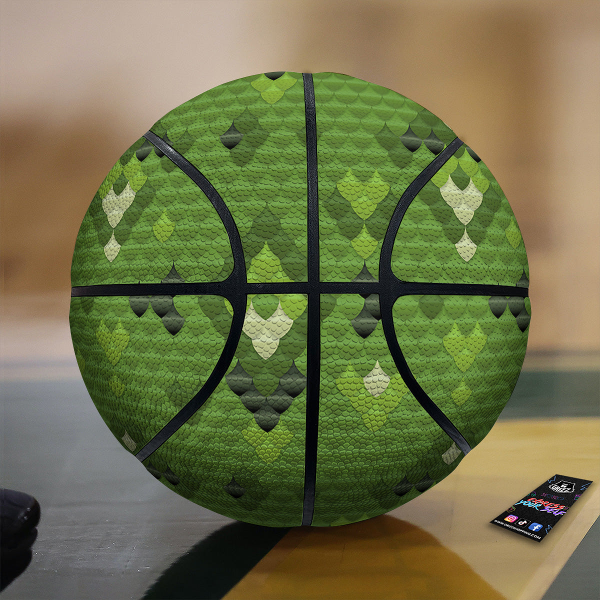 Green Snake Skin Cartoon Print Pattern Basketball