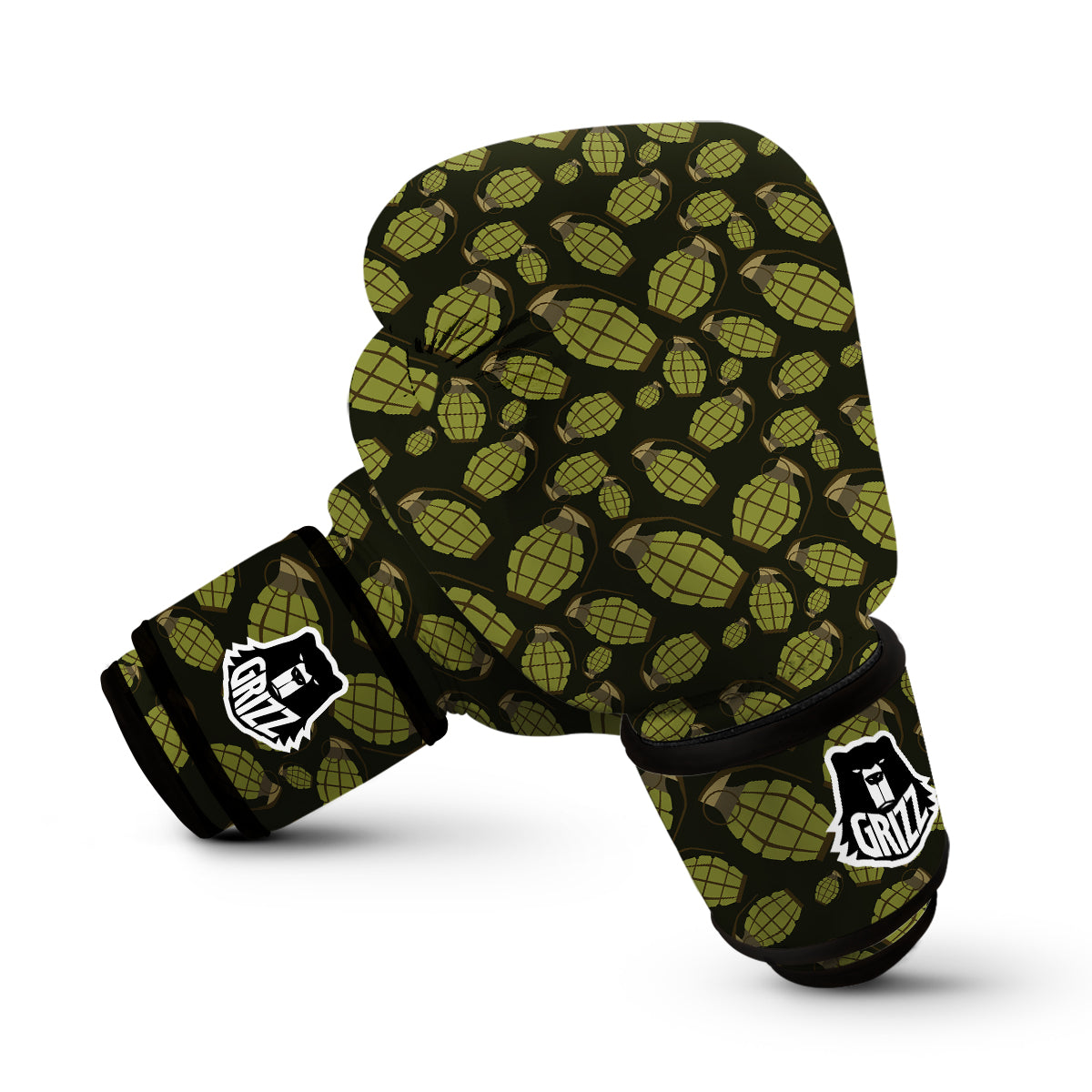 Grenade Black And Green Print Pattern Boxing Gloves-grizzshop