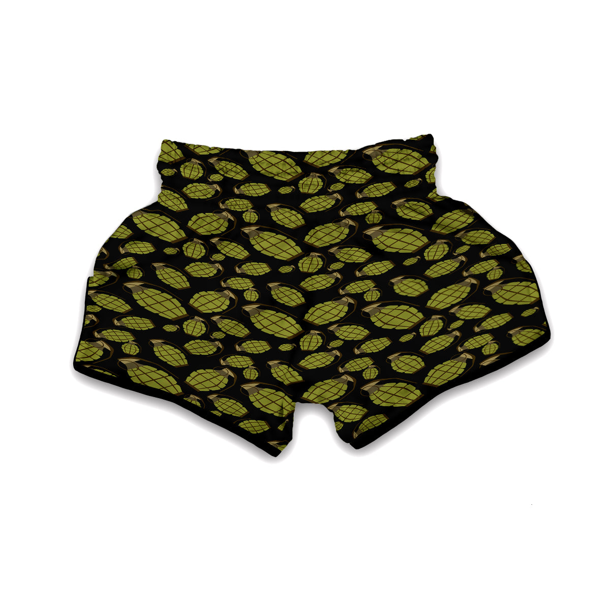 Grenade Black And Green Print Pattern Muay Thai Boxing Shorts-grizzshop