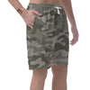 Grey And Green Camouflage Print Men's Shorts-grizzshop