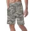 Grey And Green Camouflage Print Men's Shorts-grizzshop