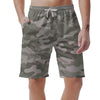 Grey And Green Camouflage Print Men's Shorts-grizzshop