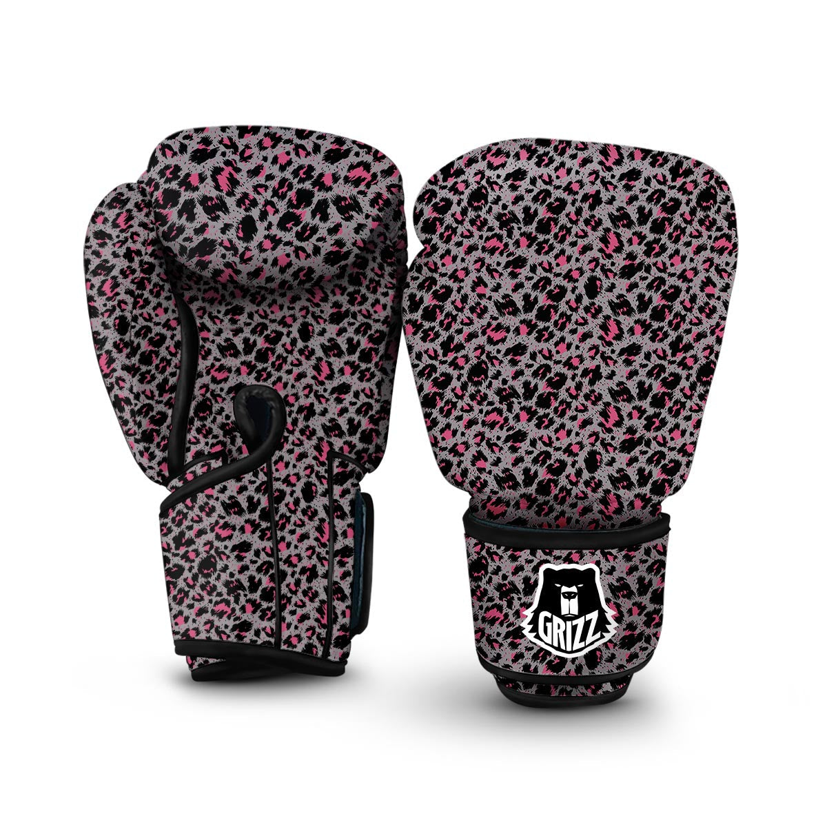 Grey And Pink Leopard Boxing Gloves-grizzshop