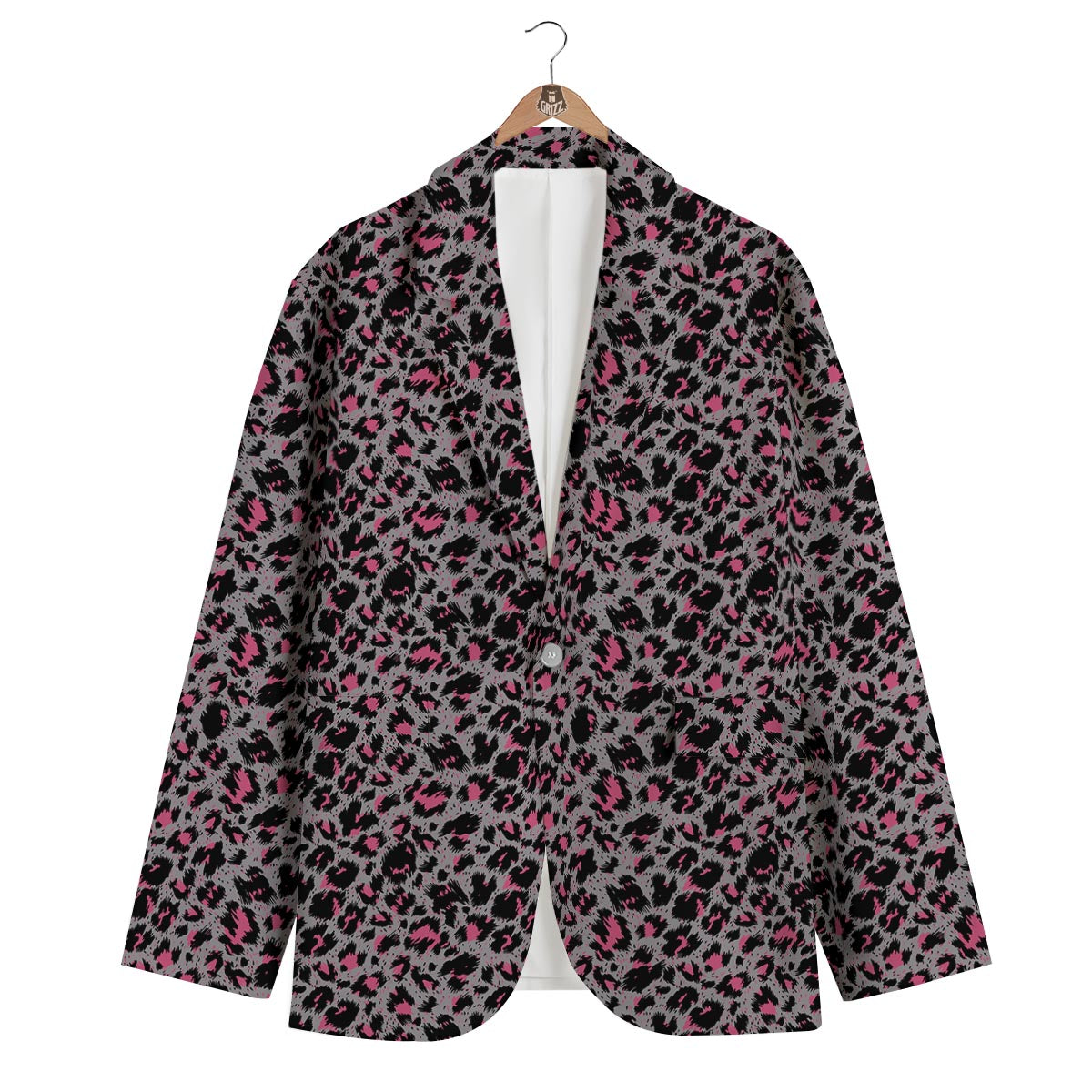 Grey And Pink Leopard Men's Blazer-grizzshop