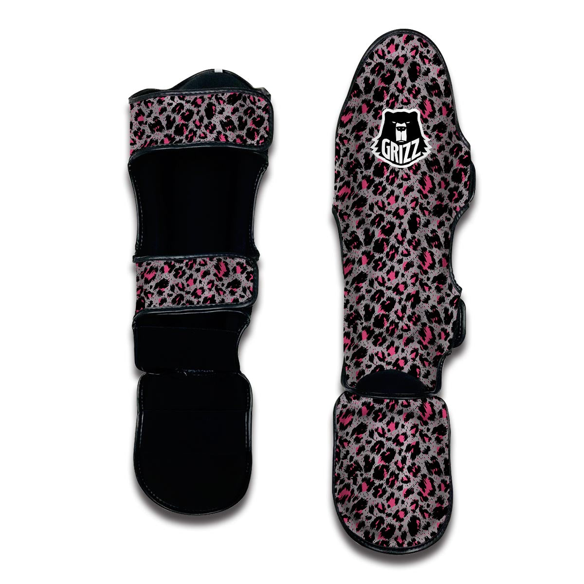 Grey And Pink Leopard Muay Thai Shin Guards-grizzshop