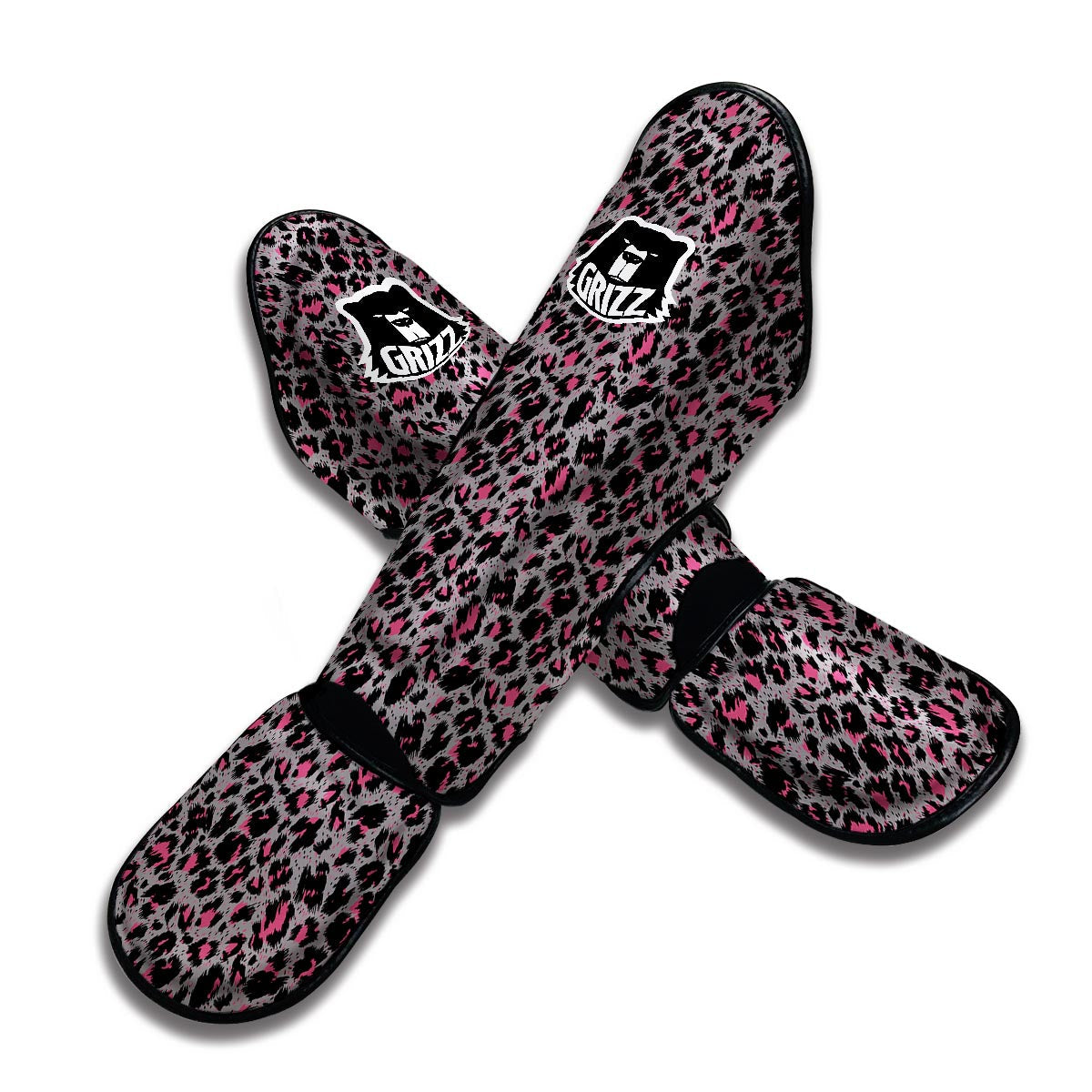 Grey And Pink Leopard Muay Thai Shin Guards-grizzshop