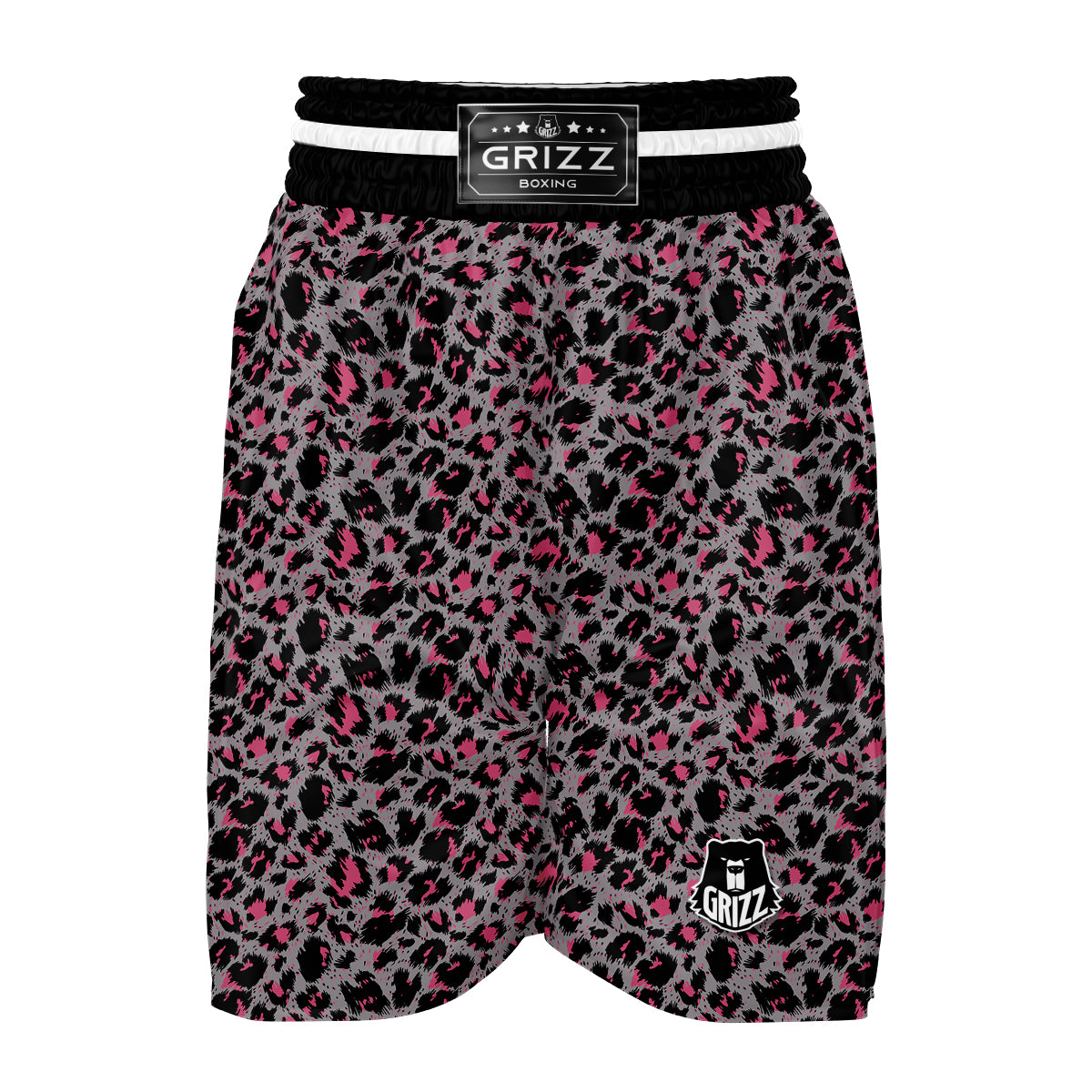 Grey And Pint Leopard Boxing Shorts-grizzshop