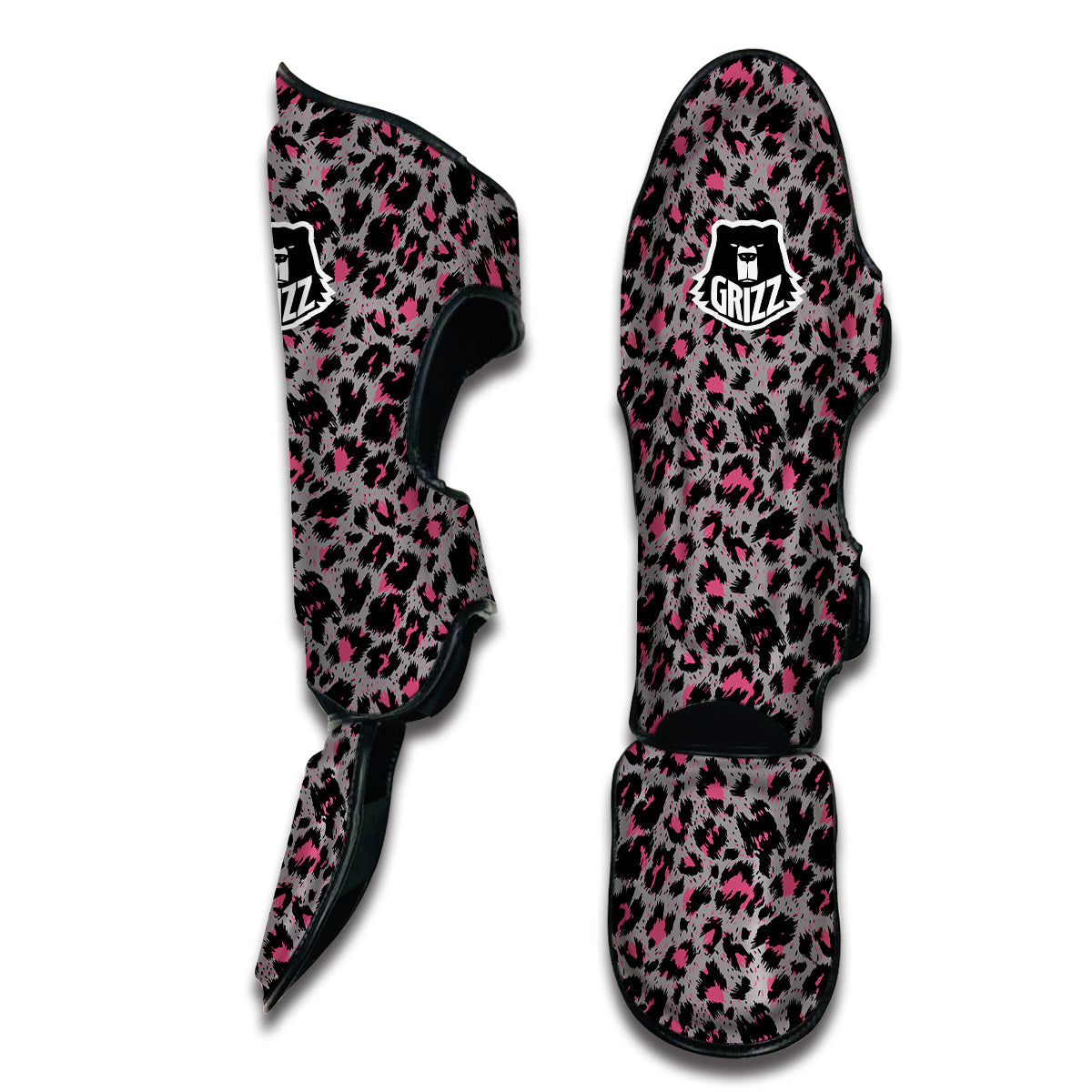 Grey And Pint Leopard Muay Thai Shin Guards-grizzshop