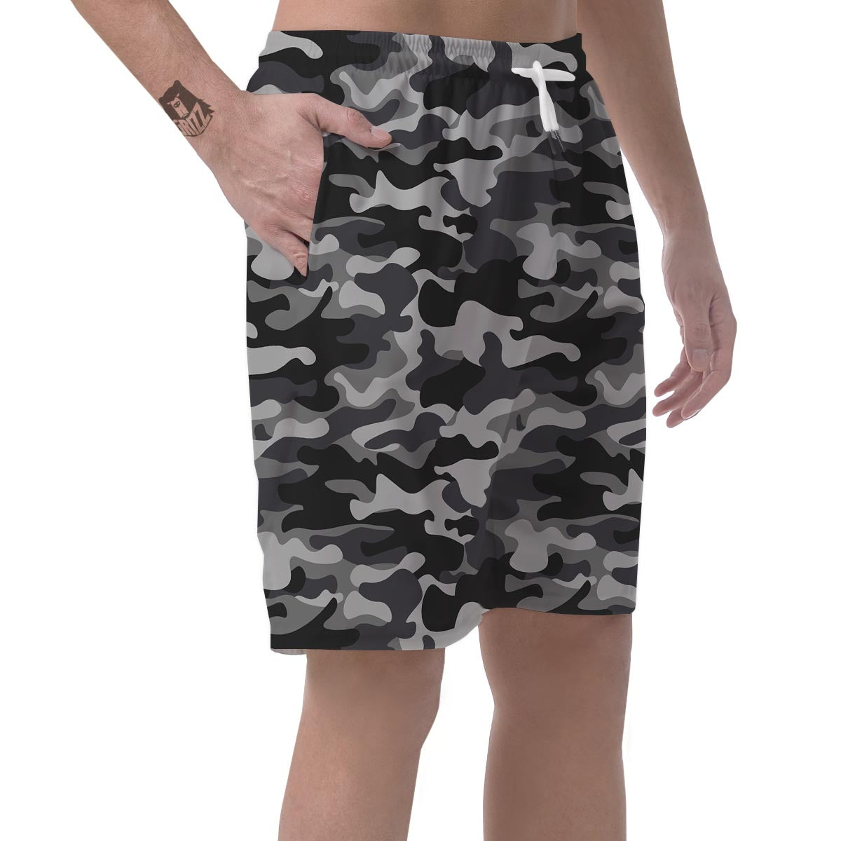 Grey Camouflage Print Men's Shorts-grizzshop