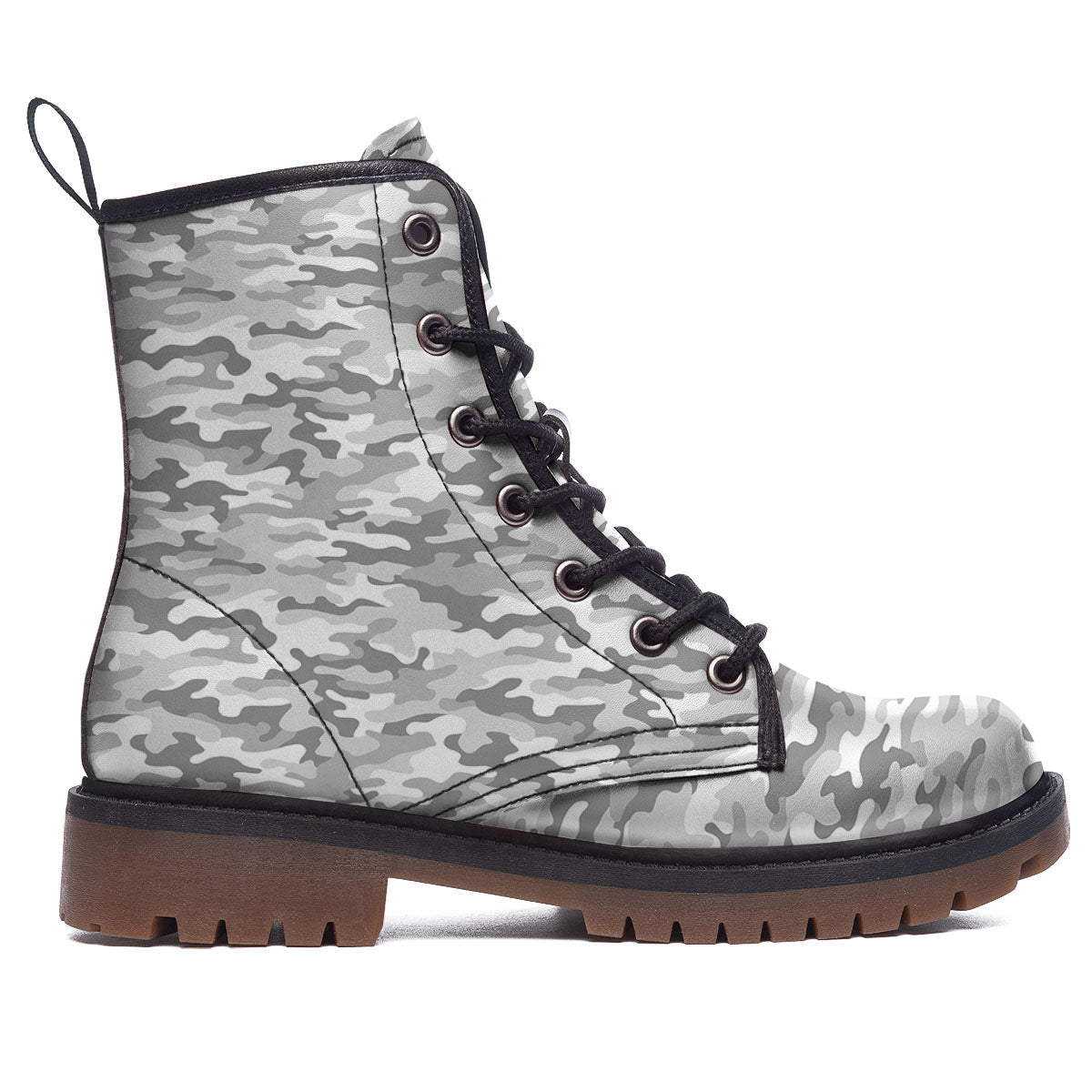 Grey Camouflage Print Pattern Work Boots-grizzshop