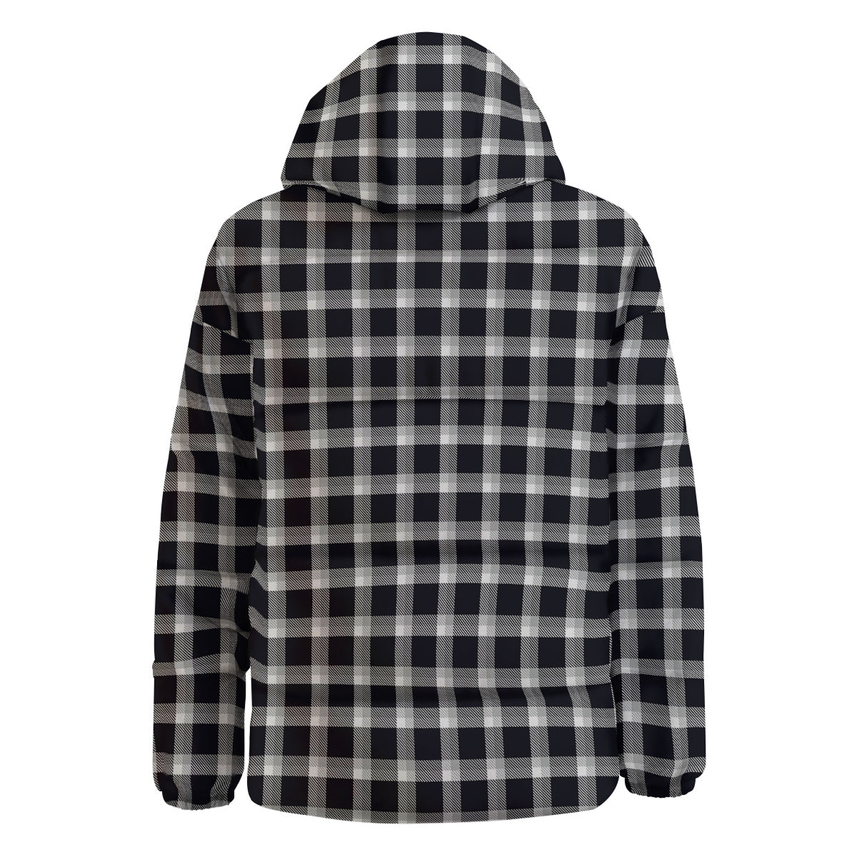 Grey Dark And White Gingham Print Down Jacket-grizzshop