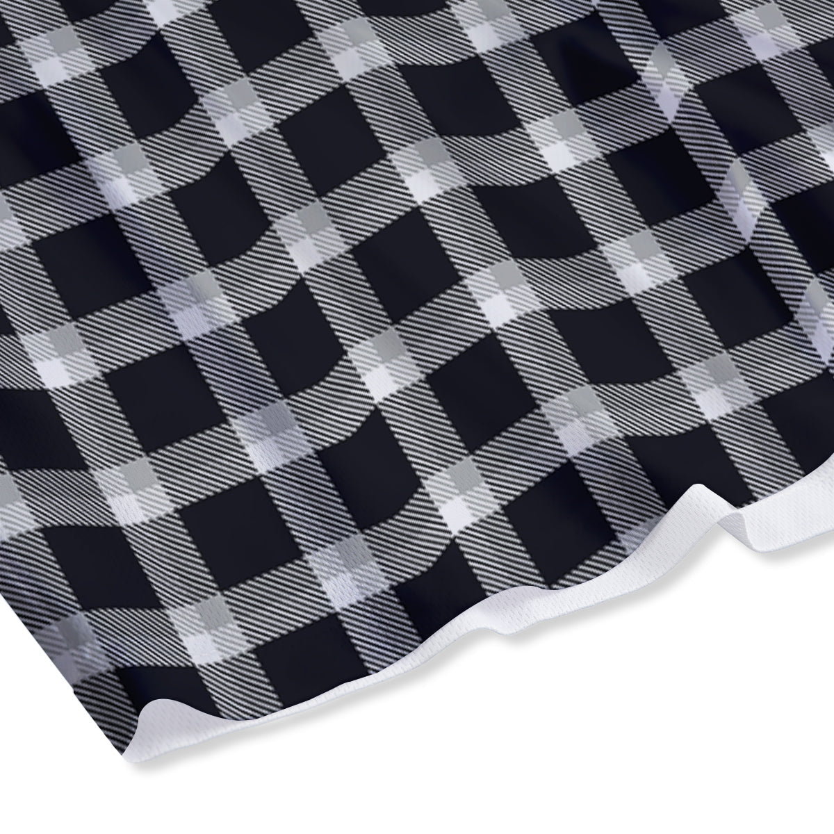 Grey Dark And White Gingham Print Mesh Shorts