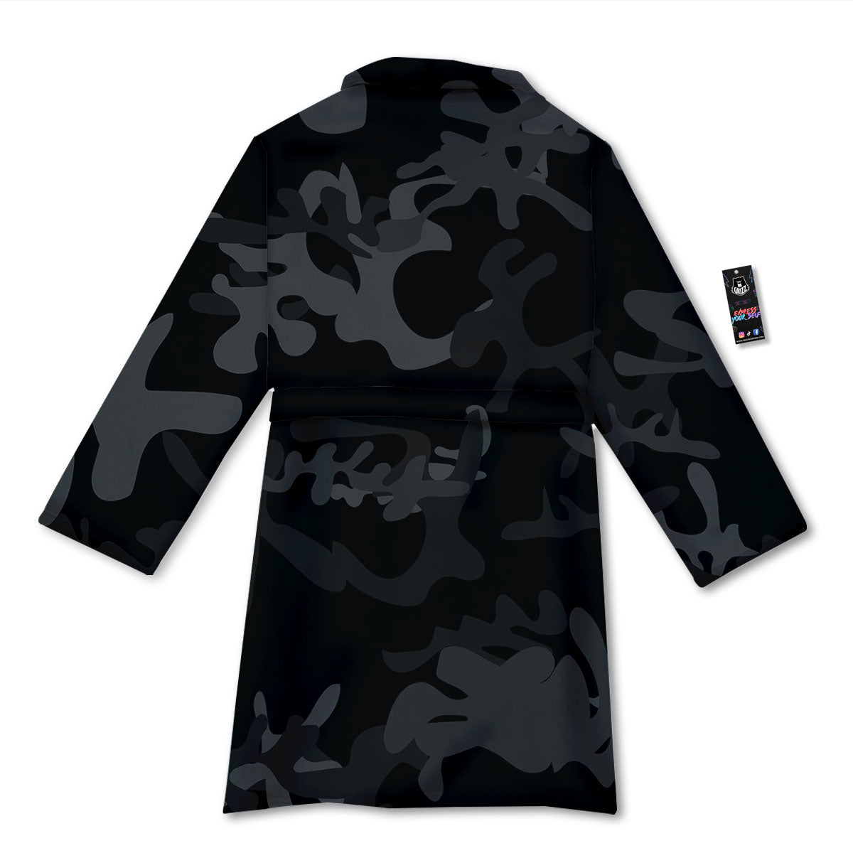 Grey Digital Camo Black Print Pattern Bathrobe-grizzshop