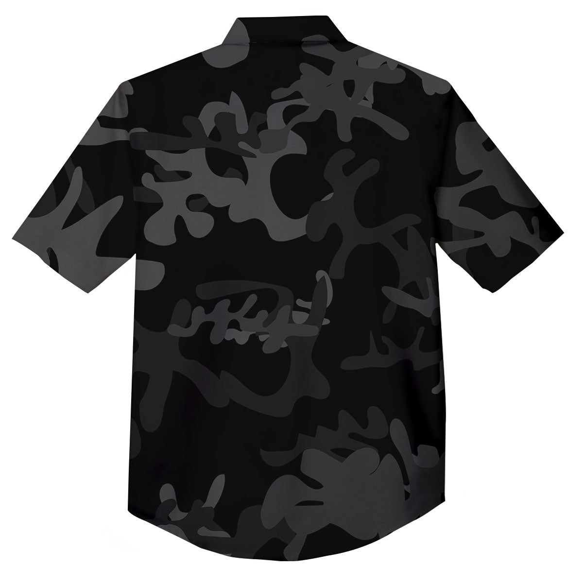 Grey Digital Camo Black Print Pattern Button Up Shirt-grizzshop