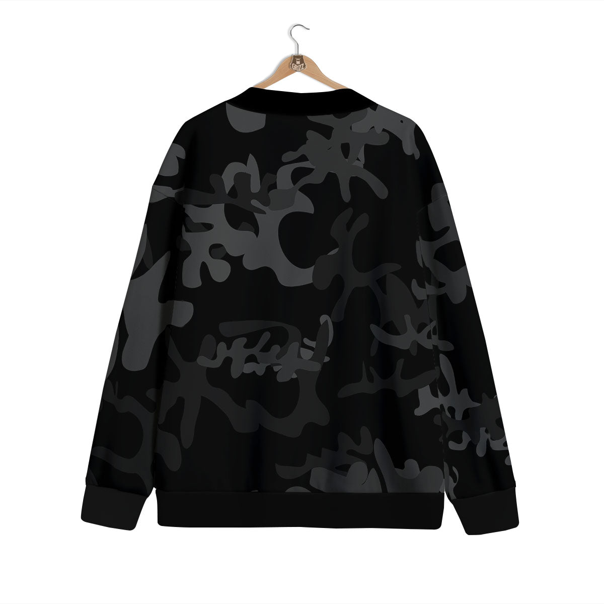 Grey Digital Camo Black Print Pattern Cardigan-grizzshop