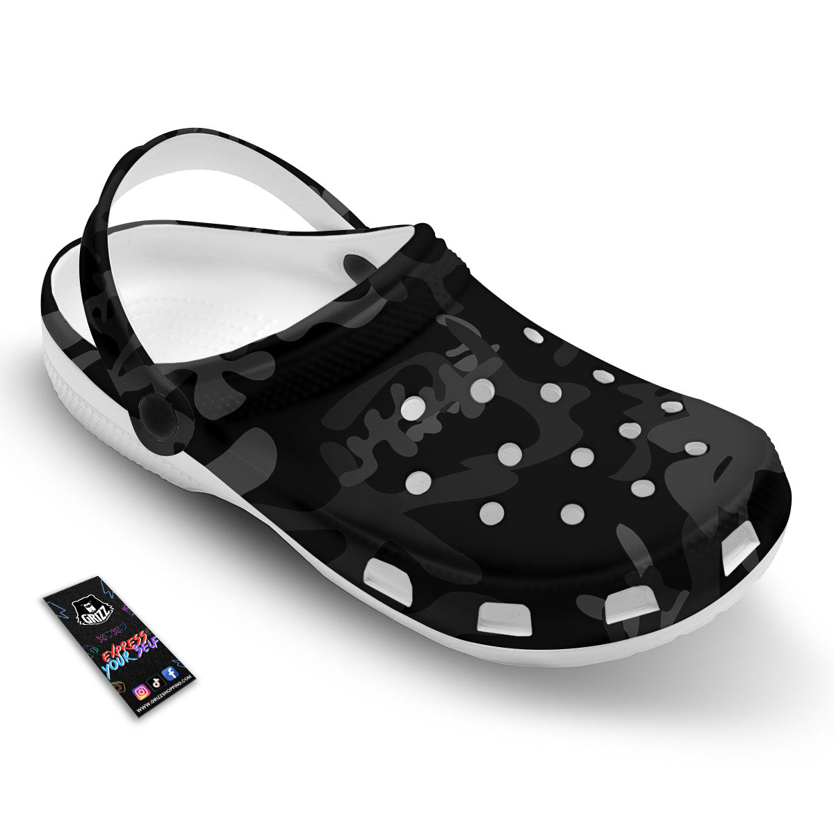 Grey Digital Camo Black Print Pattern Clog-grizzshop