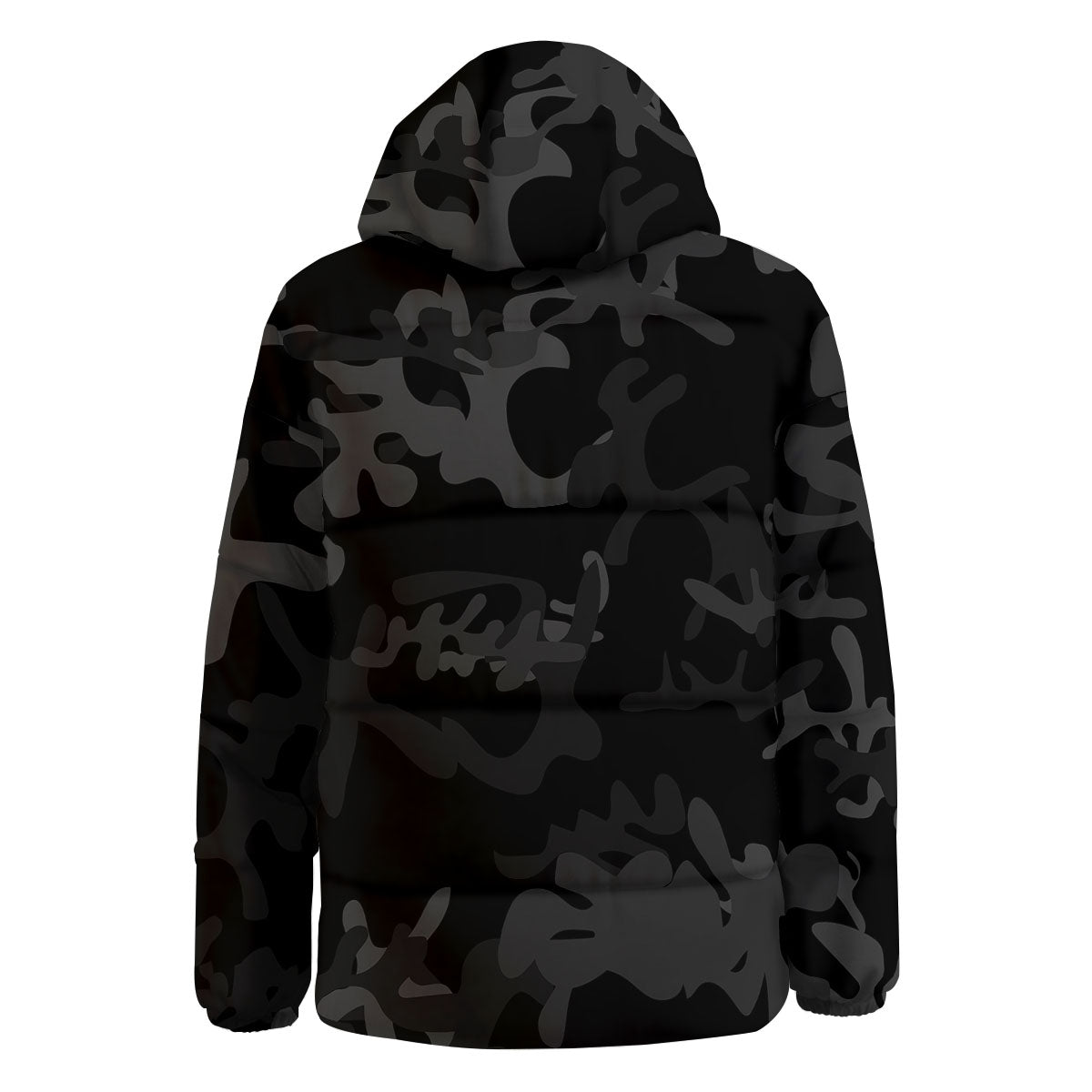 Grey Digital Camo Black Print Pattern Down Jacket-grizzshop
