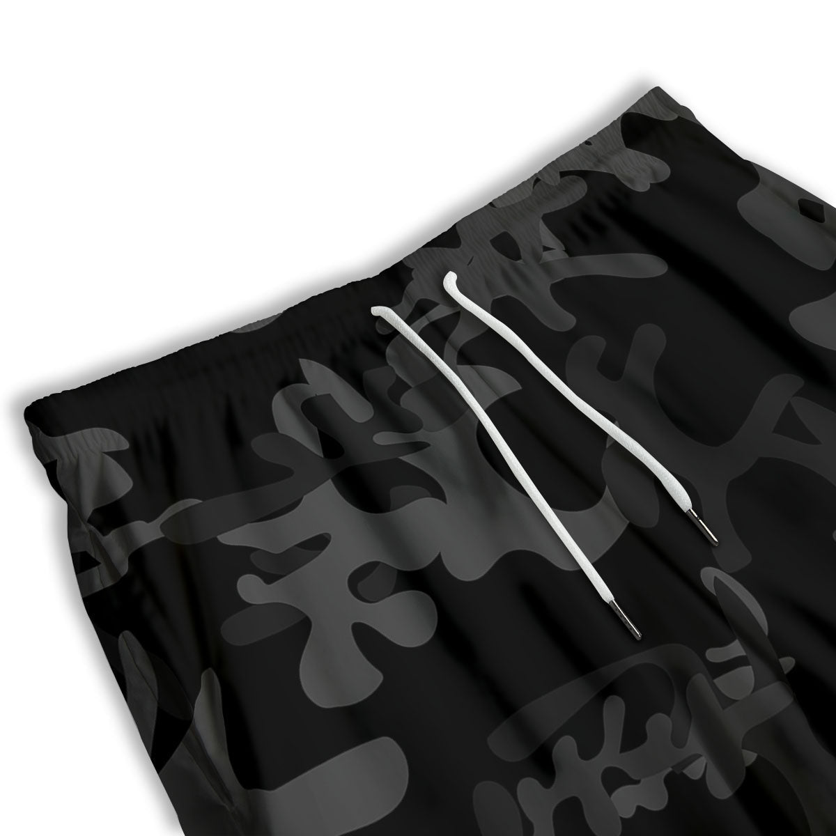 Grey Digital Camo Black Print Pattern Men's Athletic Shorts
