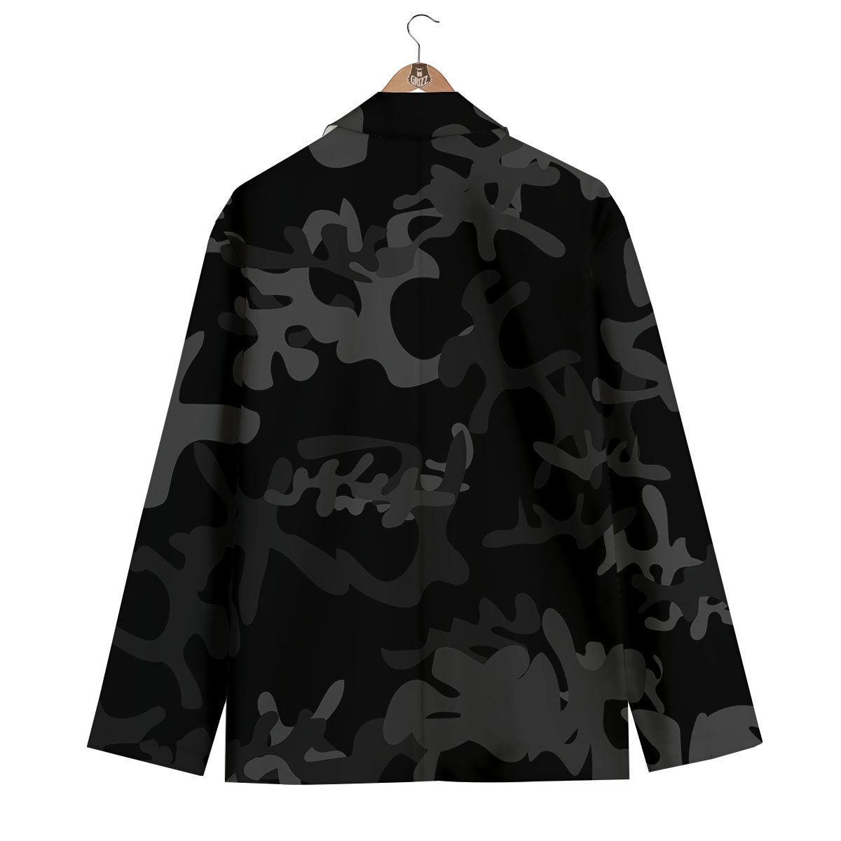 Grey Digital Camo Black Print Pattern Men's Blazer-grizzshop